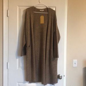 Andree Long Taupe Cardigan- size small